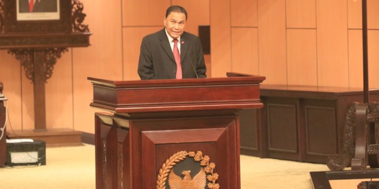 Wakil Ketua Komite II DPD Abdullah Puteh saat Sidang Paripurna DPD RI ke-11 Masa Sidang V Tahun Sidang 2023-2024 di Nusantara V, Kompleks Parlemen, Selasa (7/5)/Ist