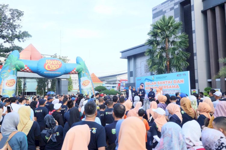 Jalan sehat dalam rangka memeriahkan Hari Ulang Tahun (HUT) Provinsi Sumatera Selatan (Sumsel) ke-78. (ist/rmolsumsel.id) 