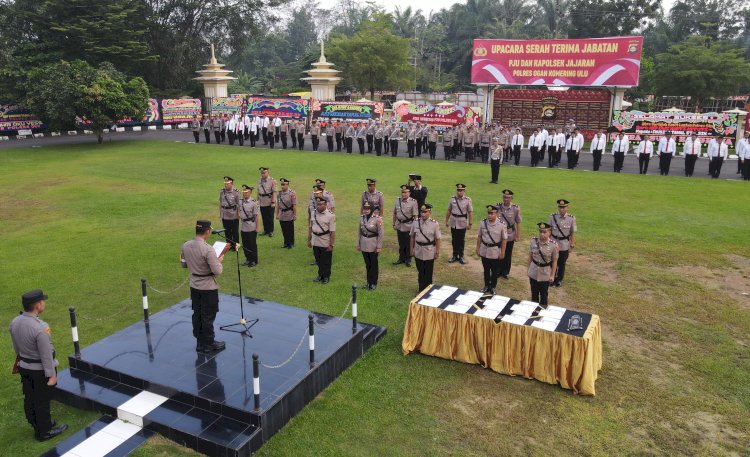 Prosesi serah terima jabatan di jajaran Polres OKU/Foto:Amizon