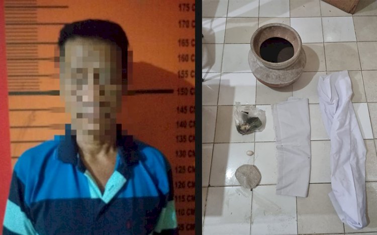 Pelaku S bersama barang bukti diamankan Polsek Lempuing (Dokumentasi Polsek Lempuing)