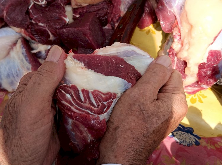 Potongan daging kurban berlafadz Allah yang ditemukan di daging sapi mili H Bulhasan/ist