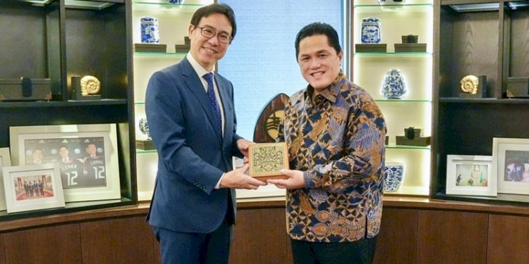 Ketua Umum PSSI Erick Thohir bersama perwakilan J-League Mr. Tetsuya Aida/Ist