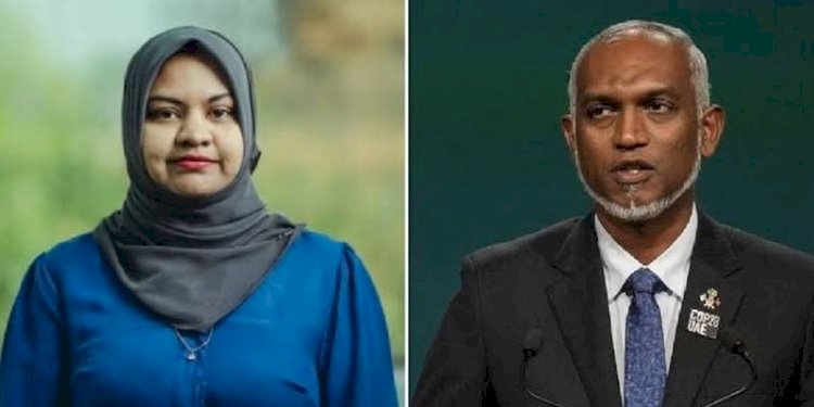 Menteri Lingkungan Hidup Maladewa, Fathimath Shamnaz Ali Saleem dan Presiden Mohamed Muizzu/Net