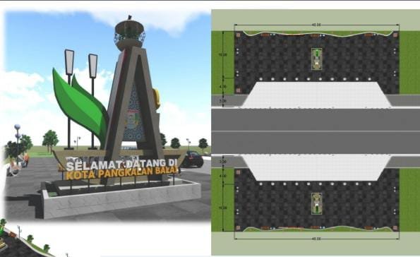 Desain tugu Selamat Datang Pangkalan Balai. (ist/rmolsumsel.id)