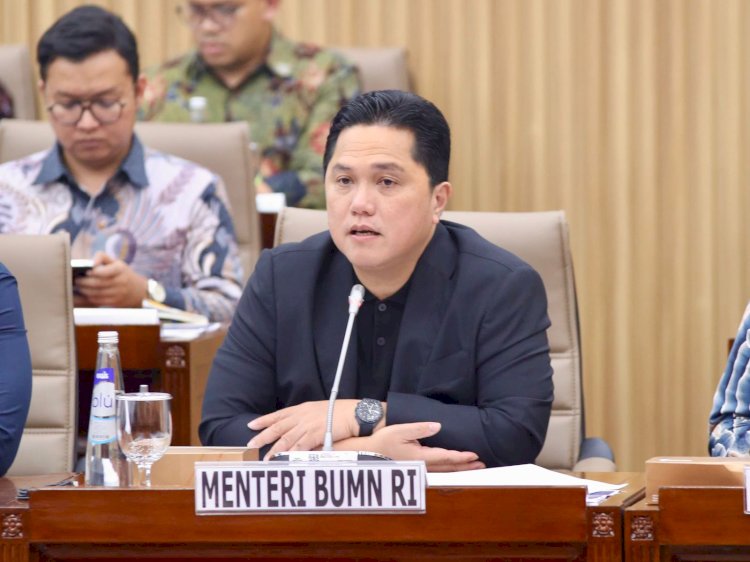 Menteri BUMN Erick Thohir saat menyampaikan paparan didepan DPR RI. (Handout)