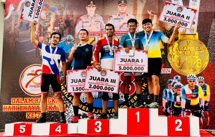Aipda Febri Latra Sabet 1 Juara Balap Sepeda HUT Bhayangkara ke-78 tahun 2024 di Jakarta/ist