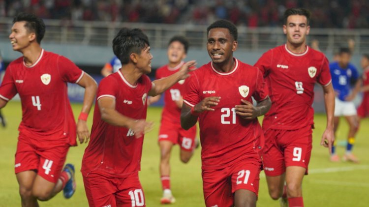 Selebrasi pemain Timnas u19 usai menjebol gawang Kamboja/Foto: PSSI