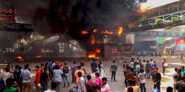 Kerusuhan di ibu kota Dhaka, Bangladesh pada Kamis, 18 Juli 2024/Net