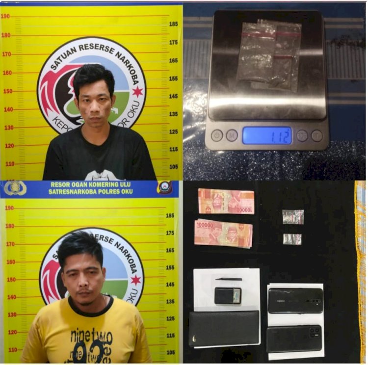 Dua tersangka beserta barang bukti diamankan/Foto:Humas Polres OKU