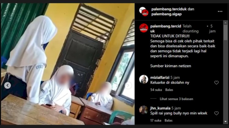 Video viral pelajar SMP di Kabupaten Muara Enim, Sumatera Selatan menjadi korban bully di Sekolah. (Tangkapan Layar/Instagram)