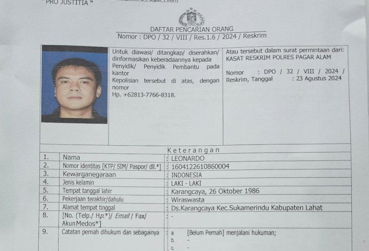 Leonardo ayah tiri yang menjadi DPO seteah menganiaya anaknya dengan menggunakan sajam. (Handout)