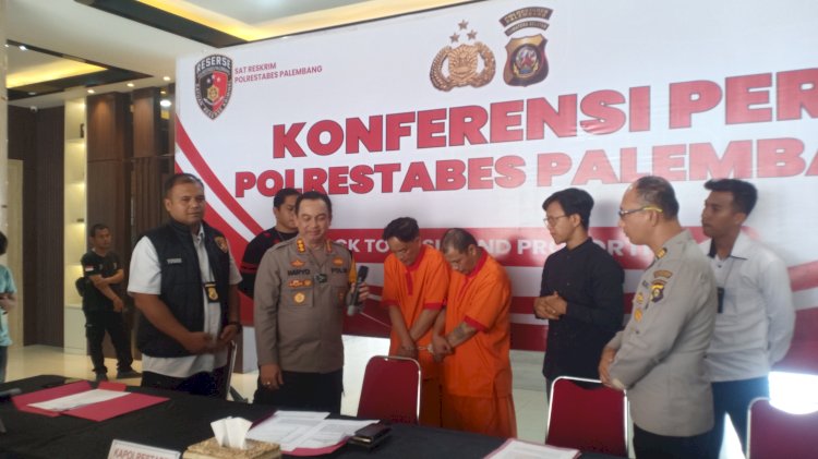 Pers rilis ungkap kasus bobol ATM hasil ungkap kasus Unit Pidum Satreskrim Polrestabes Palembang. (Denny Pratama/RMOLSumsel.id)
