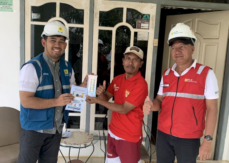 Petugas PLN sedang melakukan pengamanan pasokan listrik. (Humas PLN)