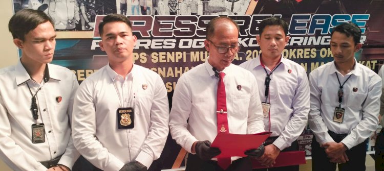  Unit PPA Satreskrim Polres OKI saat menggelar press realese.(Hari Wijaya/RMOL)