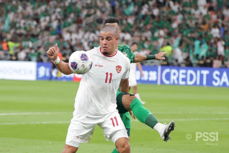 Ragnar Oratmangoen mencetak gol ke gawang Arab Saudi/Foto:PSSI