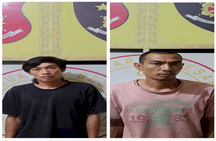 Kedua pelaku diamankan di Polsek Lengkiti/Foto: Polres OKU. 