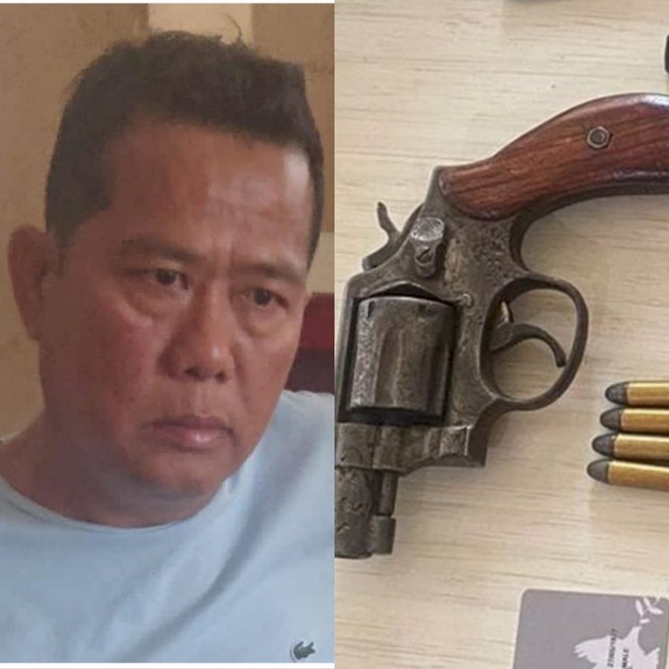 Tersangka Amir berikut dengan barang bukti.(Dokumentasi Polres Muratara)