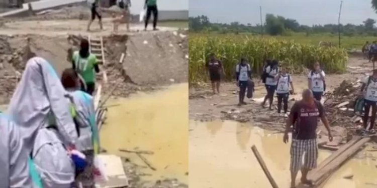 Kondisi jalan menuju GOR PON Sumut-Aceh yang viral di media sosial/Repro