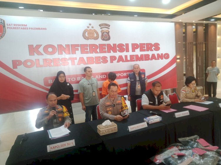 Pers rilis ungkap kasus begal motor oleh Unit Reskrim Polsek SU II Palembang. (Handout)