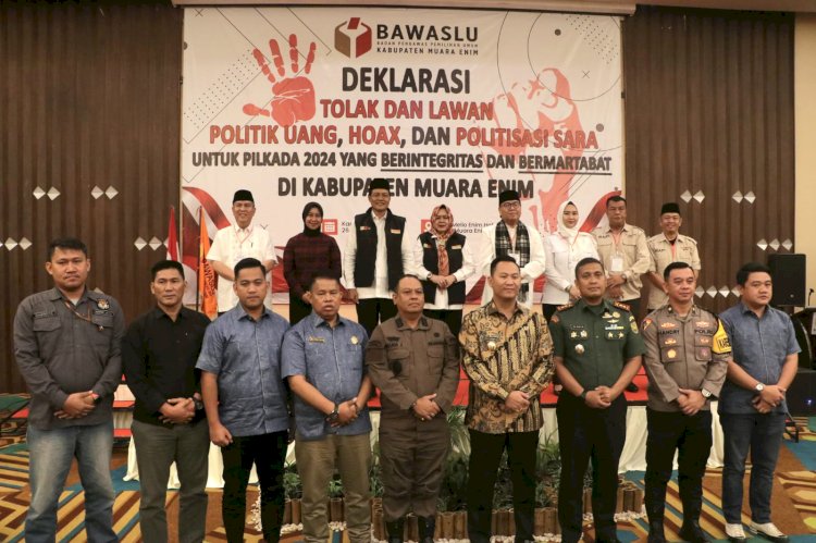 Pj Bupati Muara Enim, Henky Putrawan mengajak 4 Pasangan Calon (Paslon) Bupati dan Wakil Bupati Muara Enim tolak politik uang. (Handout)