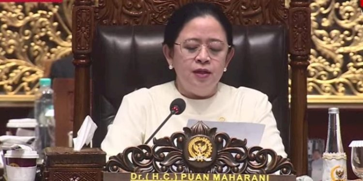 Tangkapan layar Ketua DPR Puan Maharani dalam Rapat Paripurna di Gedung Nusantara II, Kompleks Parlemen, Senayan, Senin (30/9)/RMOL