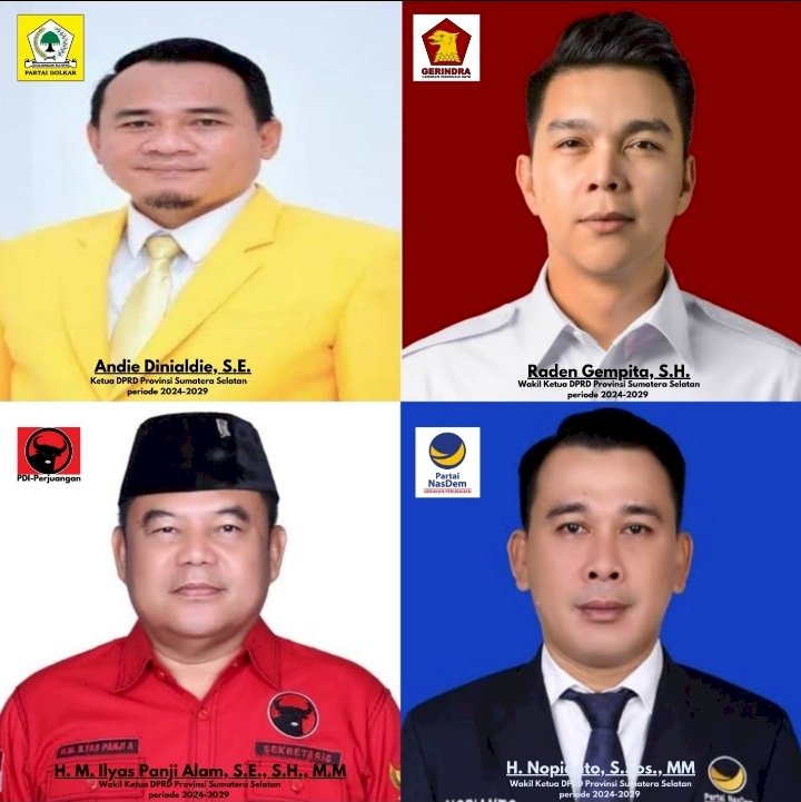 Daftar ketua dan Wakil Ketua DPRD Sumsel. (Handout)