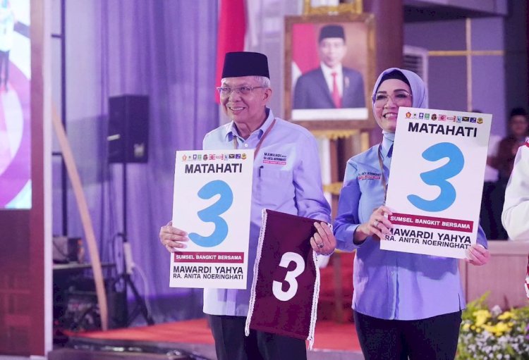 Paslon Matahati saat pengundian nomor urut. (ist/rmolsumsel.id) 