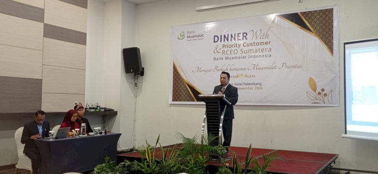  Sebagai bentuk penghargaan terhadap loyalitas nasabahnya, Bank Muamalat menggelar acara "Customer Gathering Priority" di Hotel Harper Palembang pada Kamis (7/11/2024). (Maya Hasan/RMOLSumsel.id)