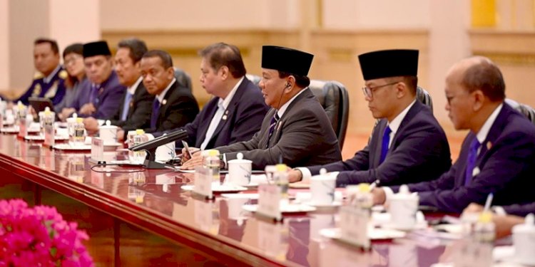 Menko Perekonomian Airlangga Hartarto mendampingi Presiden Prabowo Subianto dalam pertemuan bilateral di China/Ist
