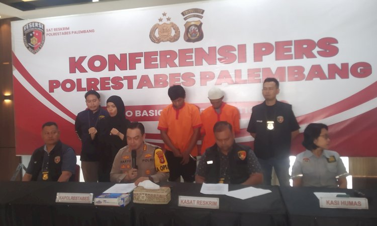 Press rilis kasus pencurian motor di Palembang/Foto: Denny Pratama