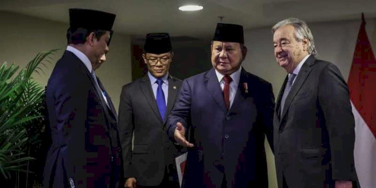 Presiden RI, Prabowo Subianto dan Sekretaris Jenderal PBB, António Guterres, di Rio de Janeiro, Brasil, Minggu, 17 November 2024/Ist