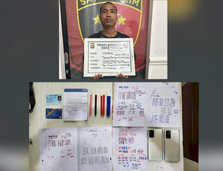 Pelaku judi online berikut dengan barang bukti diamankan.(Dokumentasi Polisi)