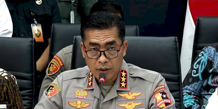 Kepala Badan Reserse Kriminal (Kabareskrim) Polri Komjen Wahyu Widada, yang juga menjabat sebagai Ketua Harian Desk Pemberantasan Perjudian Daring, saat jumpa pers di Kementerian Komunikasi dan Digital/RMOL