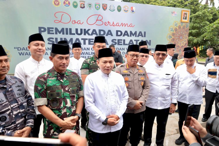 Provinsi Sumatera Selatan, bersama Forkopimda mengelar doa bersama dalam rangka Pemilukada tahun 2024 di Monumen Perjuangan Rakyat (Monpera) Palembang/ist