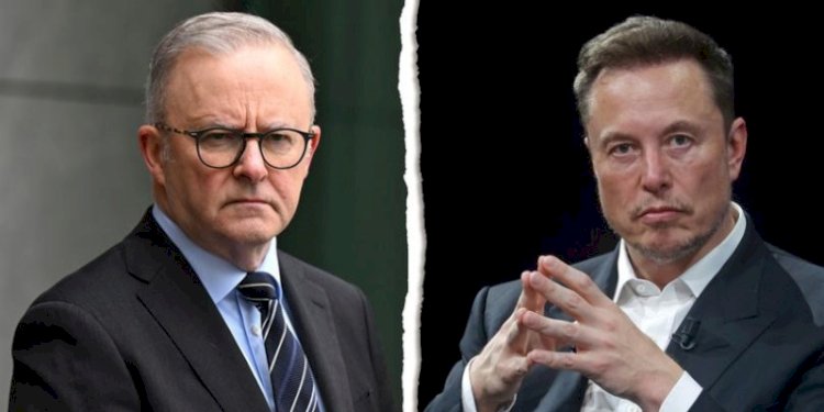 Perdana Menteri Australia, Anthony Albanese dan pemilik X, Elon Musk/Net