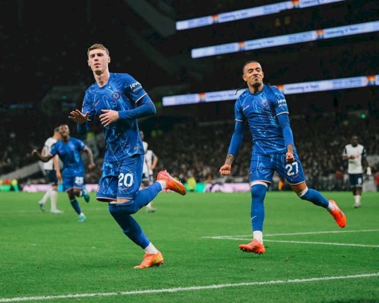 Selebrasi penyerang Cole Palmer usai menjebol gawang Tottenham/ist