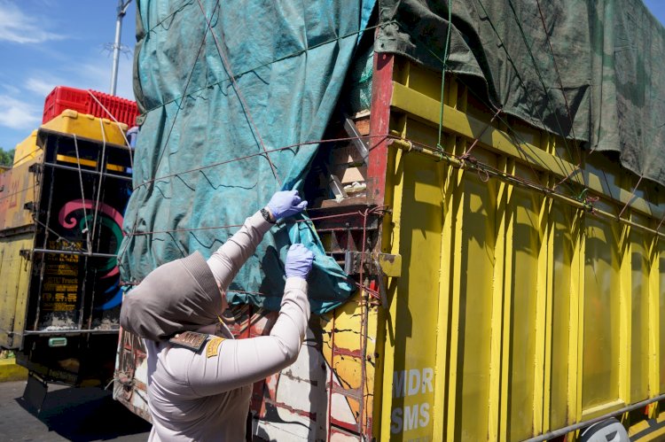 Karantina Sumatera Selatan menggelar Operasi Patuh Karantina di Pelabuhan Tanjung Api-Api, Selasa (10/12). Operasi Patuh Karantina digelar bersama Dinas Perhubungan Provinsi Sumatera Selatan, Koramil Sungsang, dan Polsek Sungsang.(Dokumentasi Karantina Sumsel)
