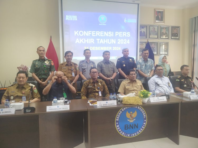 Press release yang digelar BNN Provinsi Sumsel. (denny pratama/rmolsumsel.id)