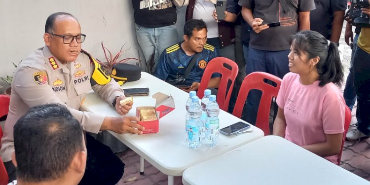 Kapolrestabes Medan, Kombes Gidion Arif Setyawan menemui penjaga gerai makanan korban penganiayaan dokter koas di Medan/Ist