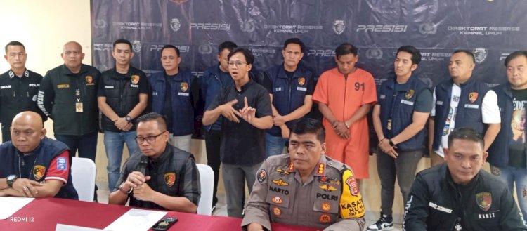 Polda Sumatera Selatan saat menggelar pers rilis penetapan tersangka pemukulan dokter koas di Palembang. (Fauzi/RMOLSumsel.id)
