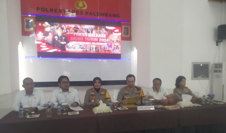 Kapolrestabes Palembang, Kombes Pol Harryo Sugihhartono dalam pemaparan akhir tahun/Foto: Denny Pratama