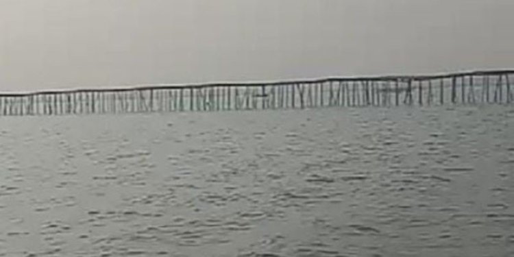 Pagar laut ilegal di perairan Banten. (ist/rmolsumsel.id) 