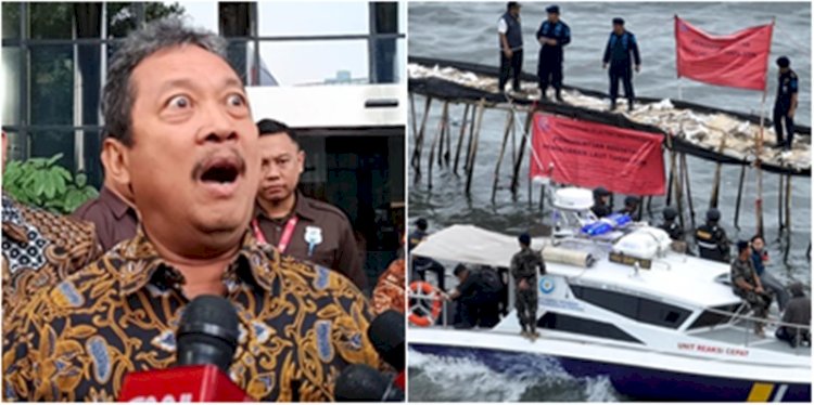 Kolase Menteri Kelautan dan Perikanan, Wahyu Trenggono dan penyegelan pagar laut di Tangerang/RMOL