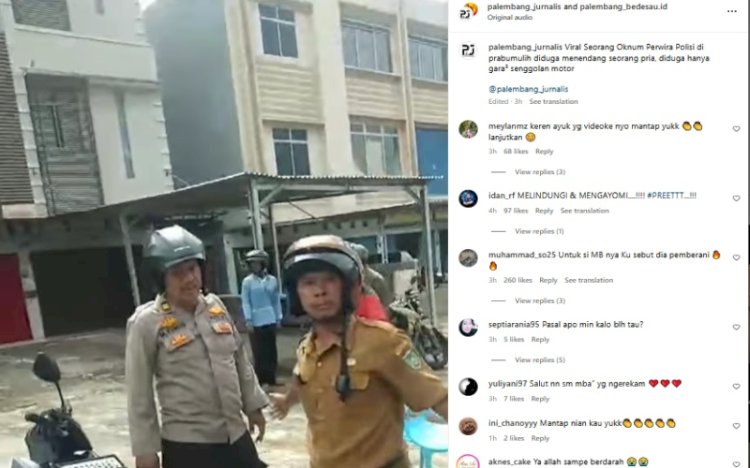 Polisi berpangkat AKP di kota Prabumulih, Sumatera Selatan viral setelah menendang pengendara motor hingga berdarah. (Tangkapan Layar Instagram @palembang_jurnalis)
