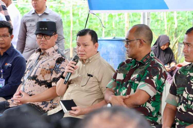 Pj Gubernur Sumsel Elen Setiadi saat acara Peninjauan Serap Gabah Petani Bulog Wilayah Sumsel Babel di Desa Telang Sari. (humas prov Sumsel/rmolsumsel.id) 