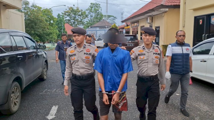 Pelaku MA saat dihadirkan dalam rilis di Polres Musi Rawas/ist