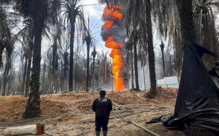 Sumur minyak ilegal terbakar di lahan milik PT Hindoli/ist