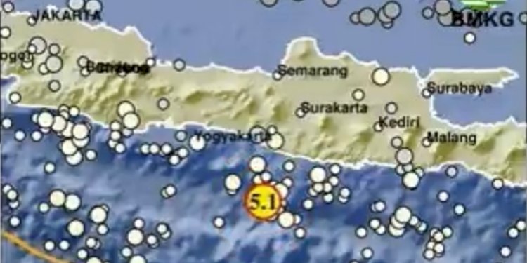 Titik gempa gunungkidul Yogyakarta/Tangkapan layar