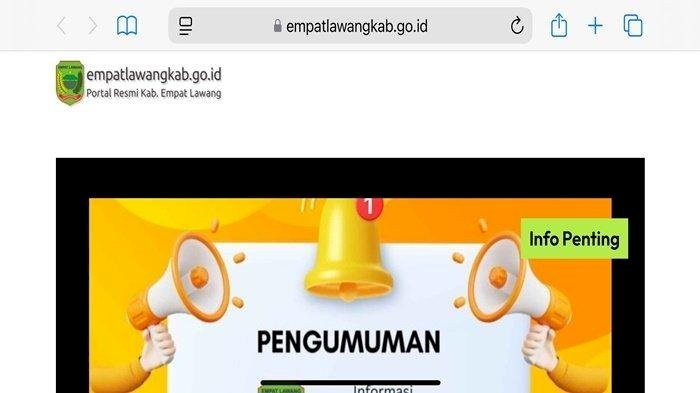 Website resmi Pemkab Empat Lawang yang ditutup sementara akibat dampak peretasan/ist
