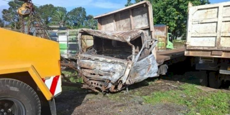 Truk Aqua yang terlibat kecelakaan di Tol Ciawi/Net
